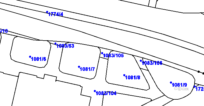 Parcela st. 1083/105 v KÚ Troja, Katastrální mapa