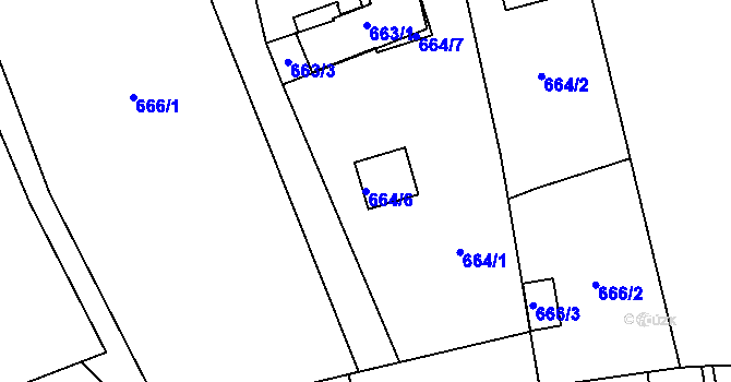 Parcela st. 664/6 v KÚ Troja, Katastrální mapa