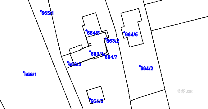 Parcela st. 664/7 v KÚ Troja, Katastrální mapa