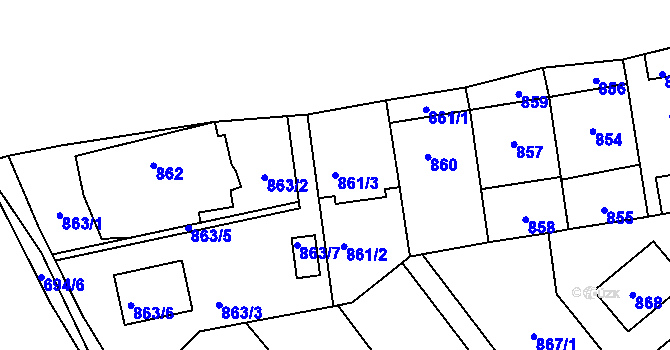 Parcela st. 861/3 v KÚ Troja, Katastrální mapa