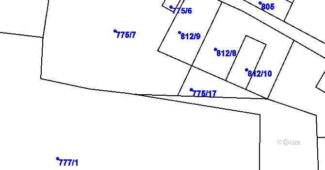 Parcela st. 775/16 v KÚ Troja, Katastrální mapa