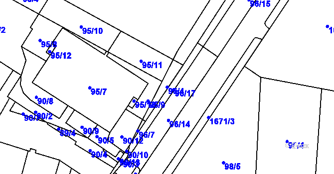 Parcela st. 96/4 v KÚ Troja, Katastrální mapa