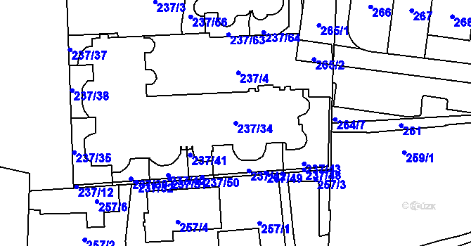Parcela st. 237/34 v KÚ Troja, Katastrální mapa