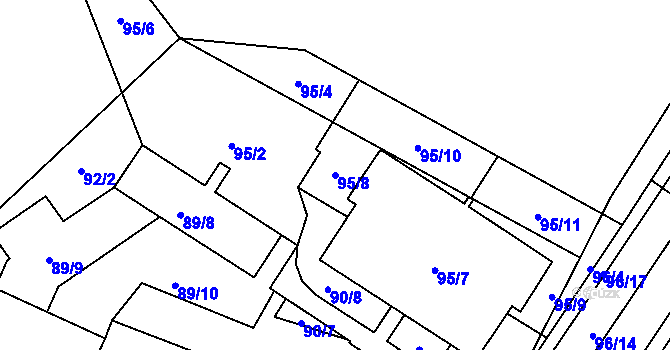 Parcela st. 95/8 v KÚ Troja, Katastrální mapa