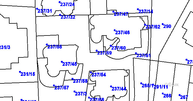 Parcela st. 237/59 v KÚ Troja, Katastrální mapa