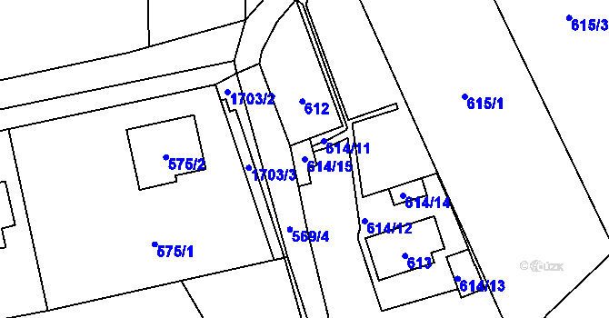 Parcela st. 614/15 v KÚ Troja, Katastrální mapa