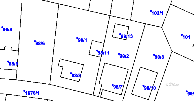 Parcela st. 98/11 v KÚ Troja, Katastrální mapa