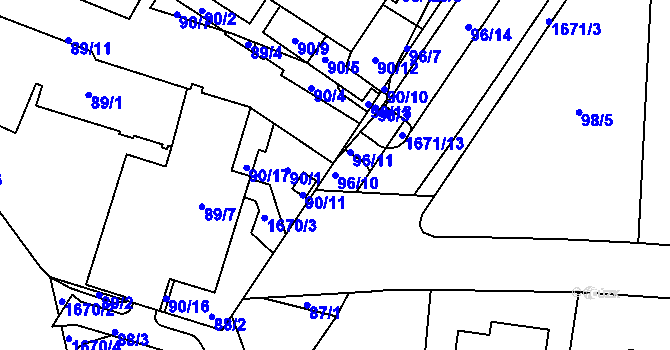 Parcela st. 96/10 v KÚ Troja, Katastrální mapa