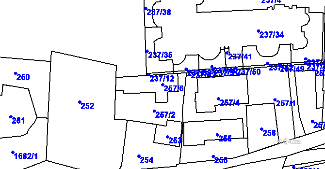 Parcela st. 257/6 v KÚ Troja, Katastrální mapa