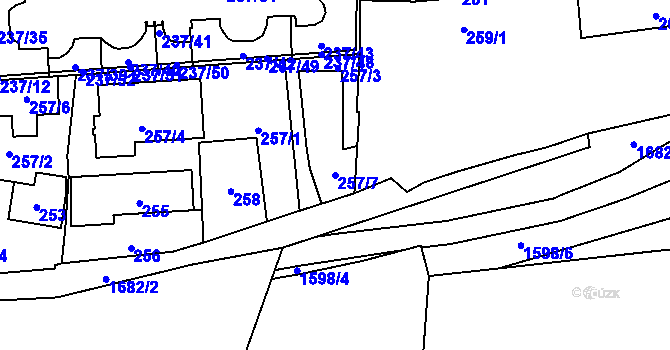 Parcela st. 257/7 v KÚ Troja, Katastrální mapa