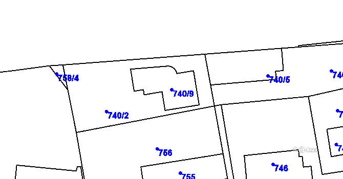 Parcela st. 740/9 v KÚ Troja, Katastrální mapa