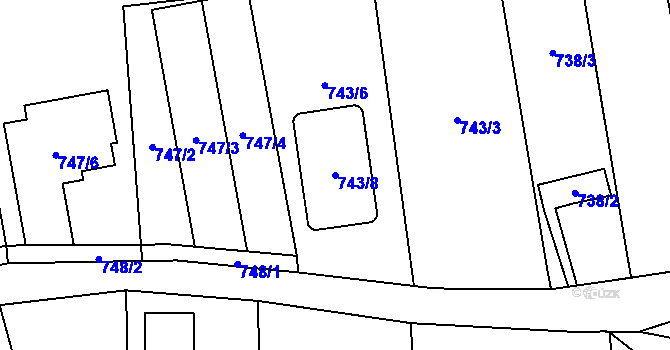 Parcela st. 743/8 v KÚ Troja, Katastrální mapa