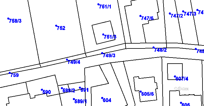 Parcela st. 749/3 v KÚ Troja, Katastrální mapa