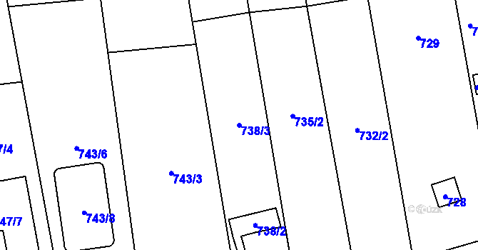 Parcela st. 738/3 v KÚ Troja, Katastrální mapa