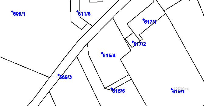 Parcela st. 615/4 v KÚ Troja, Katastrální mapa