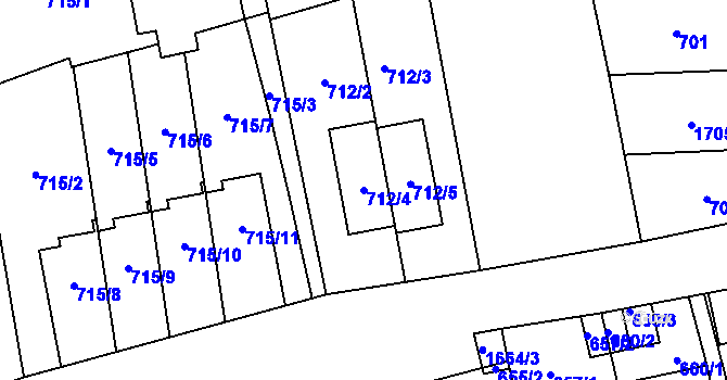 Parcela st. 712/4 v KÚ Troja, Katastrální mapa