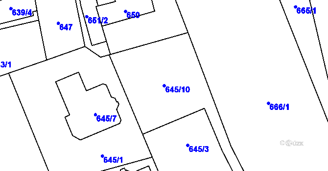 Parcela st. 645/10 v KÚ Troja, Katastrální mapa