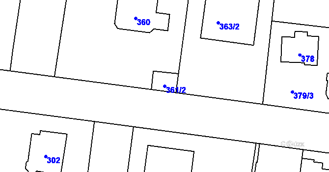Parcela st. 361/2 v KÚ Troja, Katastrální mapa