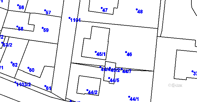 Parcela st. 45/1 v KÚ Čimice, Katastrální mapa