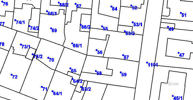 Parcela st. 56 v KÚ Čimice, Katastrální mapa
