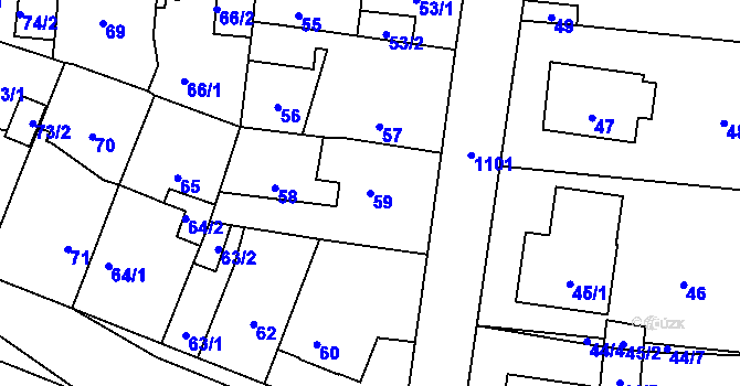 Parcela st. 59 v KÚ Čimice, Katastrální mapa