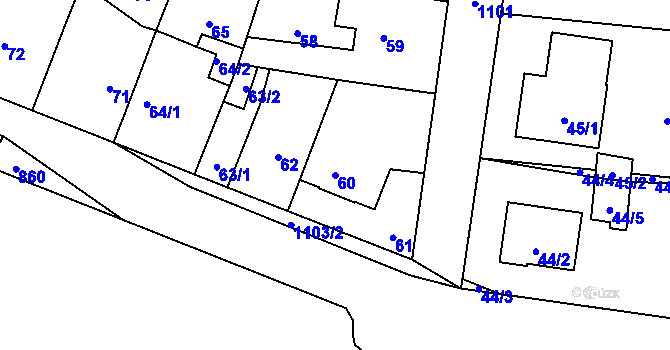 Parcela st. 60 v KÚ Čimice, Katastrální mapa
