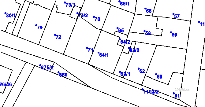 Parcela st. 64 v KÚ Čimice, Katastrální mapa