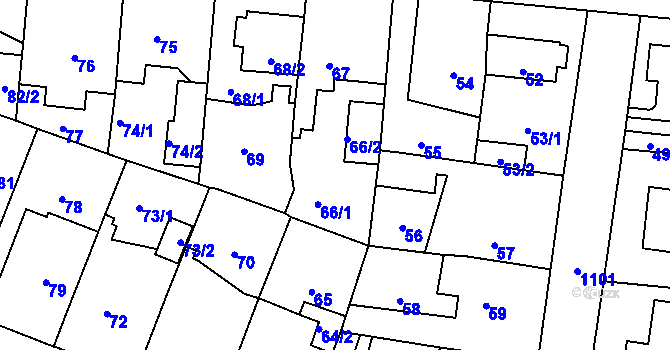 Parcela st. 66 v KÚ Čimice, Katastrální mapa