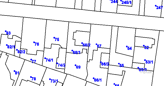 Parcela st. 68/2 v KÚ Čimice, Katastrální mapa