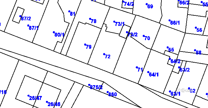 Parcela st. 72 v KÚ Čimice, Katastrální mapa
