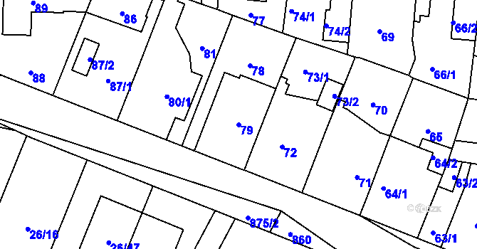 Parcela st. 79 v KÚ Čimice, Katastrální mapa