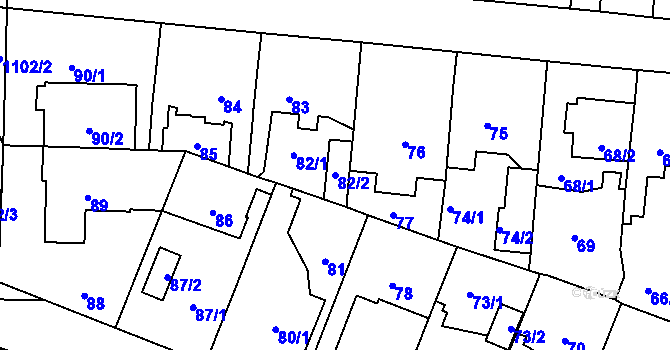 Parcela st. 82/2 v KÚ Čimice, Katastrální mapa