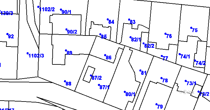 Parcela st. 86 v KÚ Čimice, Katastrální mapa
