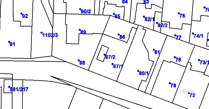 Parcela st. 87/2 v KÚ Čimice, Katastrální mapa