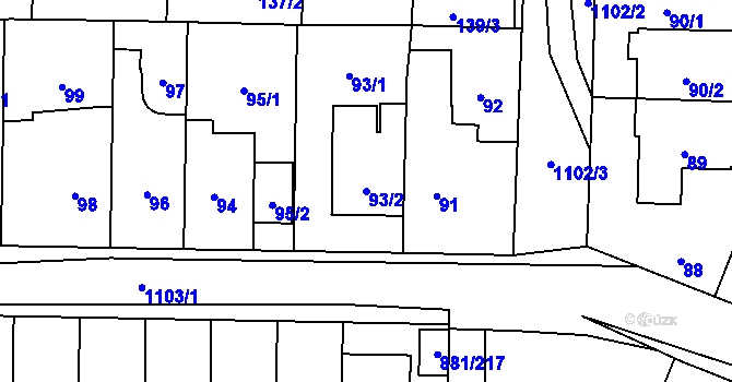 Parcela st. 93/2 v KÚ Čimice, Katastrální mapa
