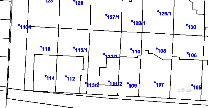Parcela st. 111/1 v KÚ Čimice, Katastrální mapa