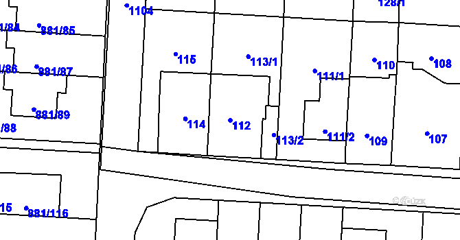 Parcela st. 112 v KÚ Čimice, Katastrální mapa