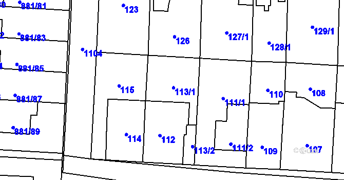 Parcela st. 113 v KÚ Čimice, Katastrální mapa