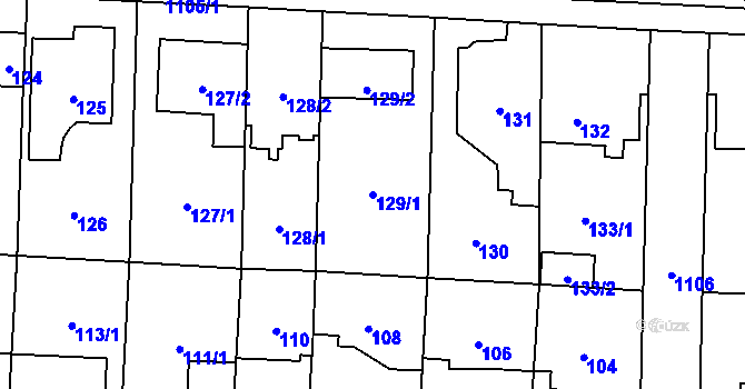 Parcela st. 129/1 v KÚ Čimice, Katastrální mapa