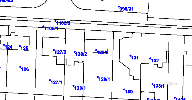 Parcela st. 129/2 v KÚ Čimice, Katastrální mapa