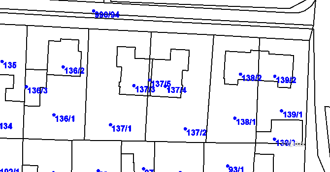 Parcela st. 137/4 v KÚ Čimice, Katastrální mapa
