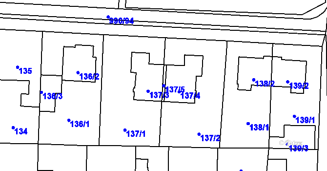 Parcela st. 137/5 v KÚ Čimice, Katastrální mapa
