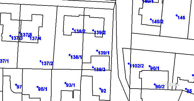 Parcela st. 139/1 v KÚ Čimice, Katastrální mapa