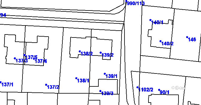 Parcela st. 139/2 v KÚ Čimice, Katastrální mapa