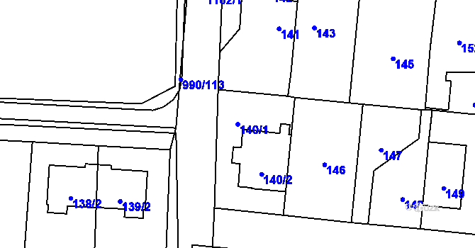 Parcela st. 140/1 v KÚ Čimice, Katastrální mapa