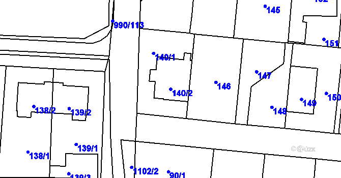 Parcela st. 140/2 v KÚ Čimice, Katastrální mapa