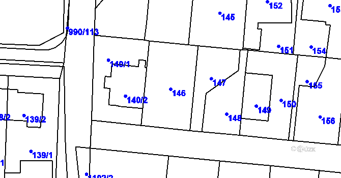 Parcela st. 146 v KÚ Čimice, Katastrální mapa