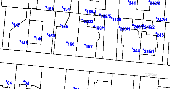 Parcela st. 157 v KÚ Čimice, Katastrální mapa