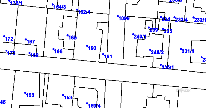 Parcela st. 161 v KÚ Čimice, Katastrální mapa