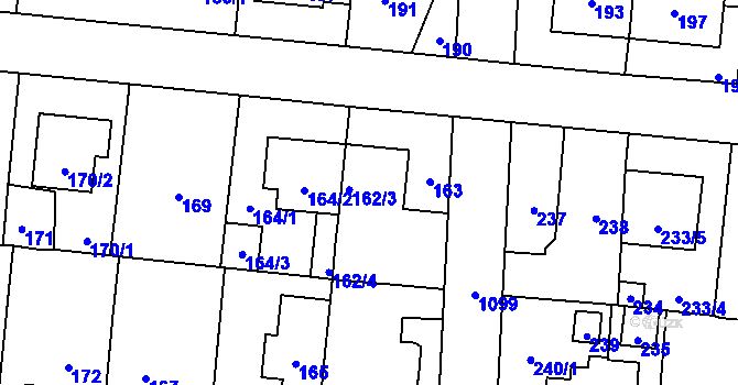 Parcela st. 162 v KÚ Čimice, Katastrální mapa